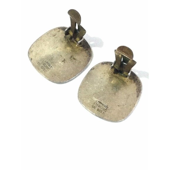 Aksel Holmsen Norway Sterling Enamel Square Clip On Earrings - Picture 6 of 10